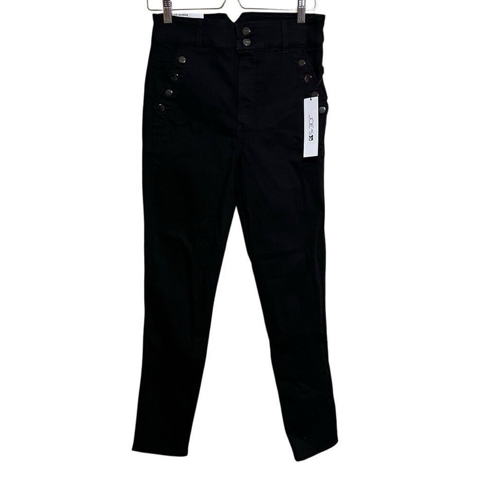 Joes Jeans Georgia High Rise Skinny Sailor Buttons Black Stretch 29 msrp 188